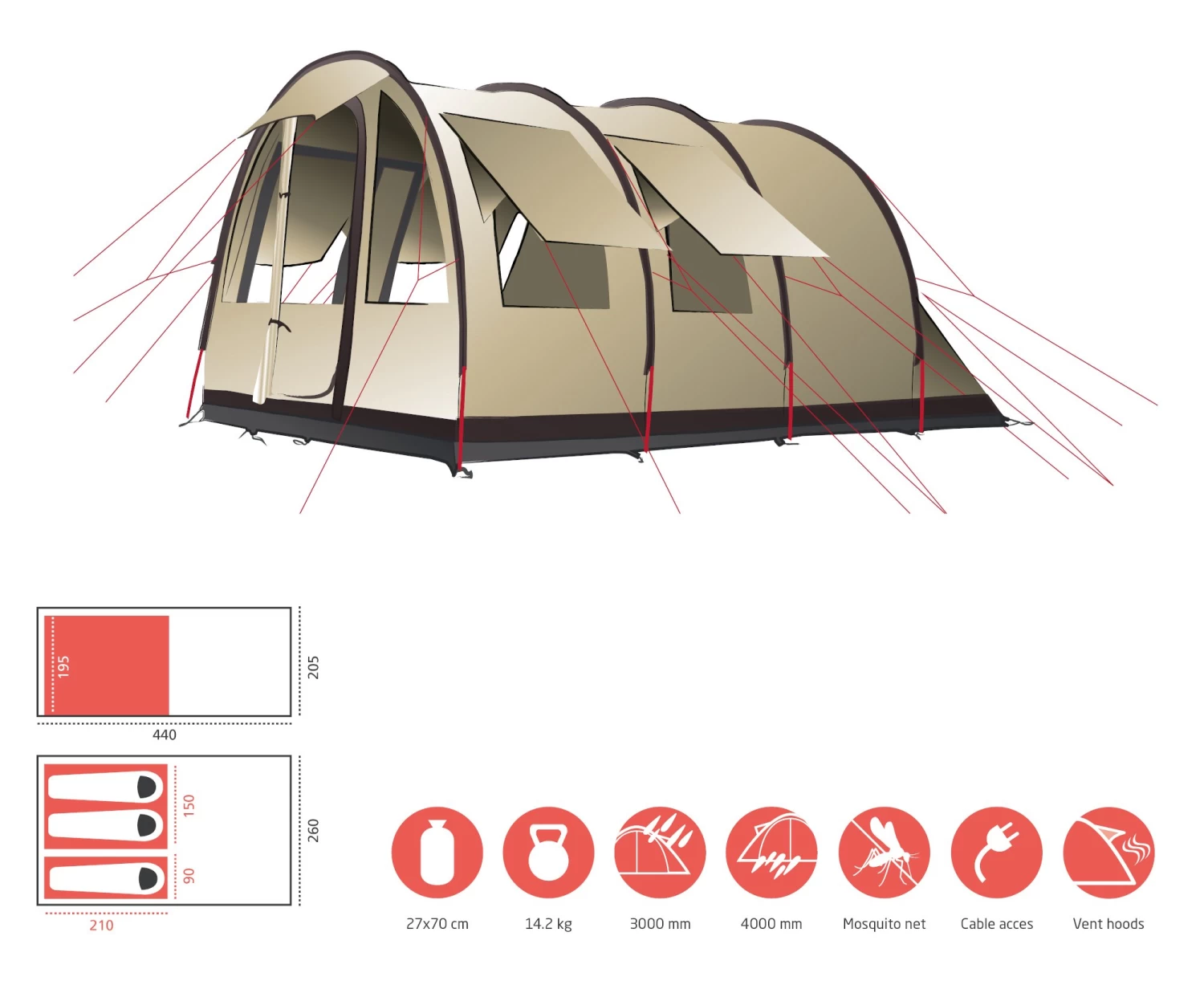 Grand Canyon Helena 3 Zelt (mojave/desert) – Bild 4