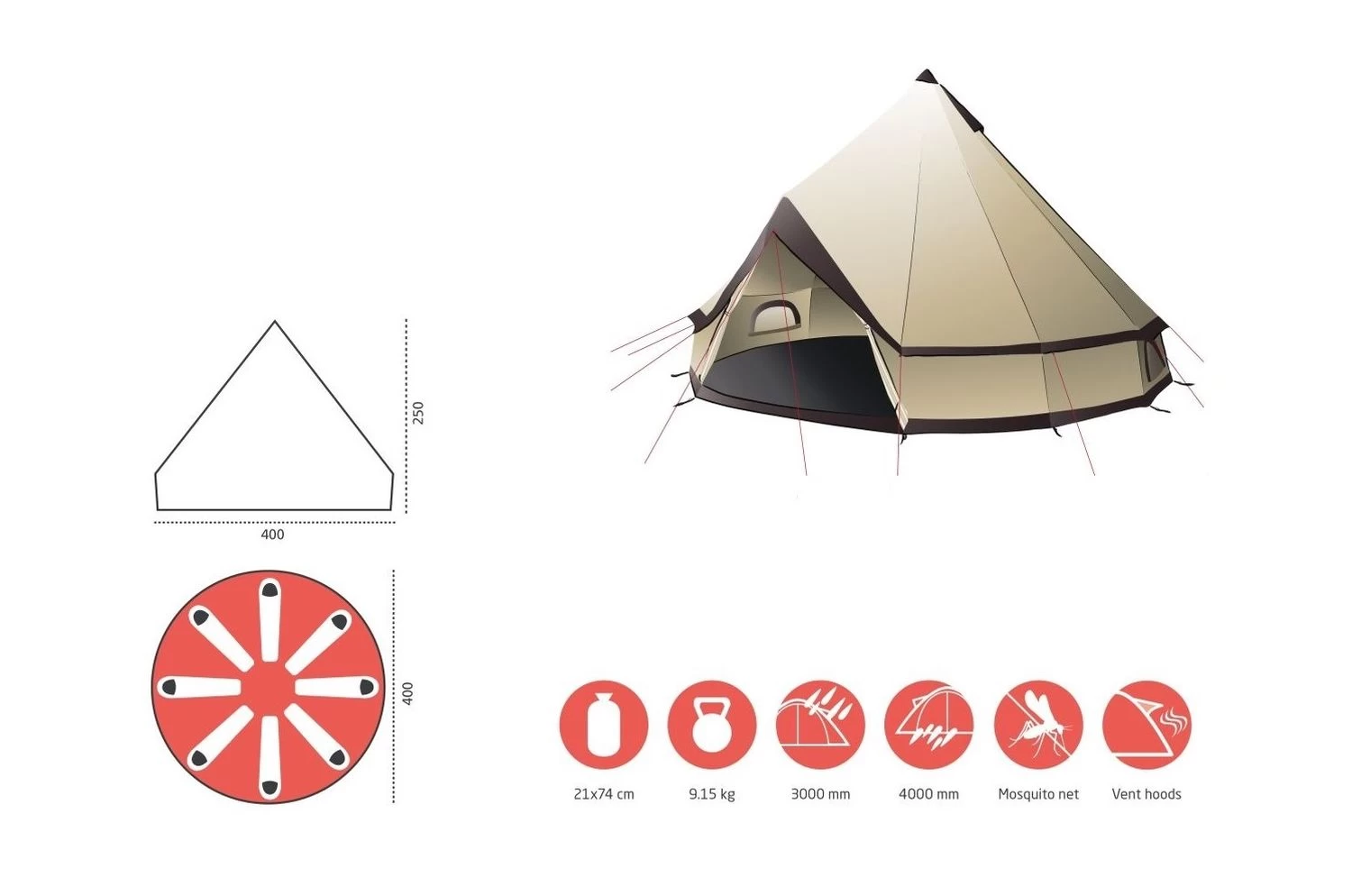 Grand Canyon Indiana 8 Zelt (mojave/desert) – Bild 5